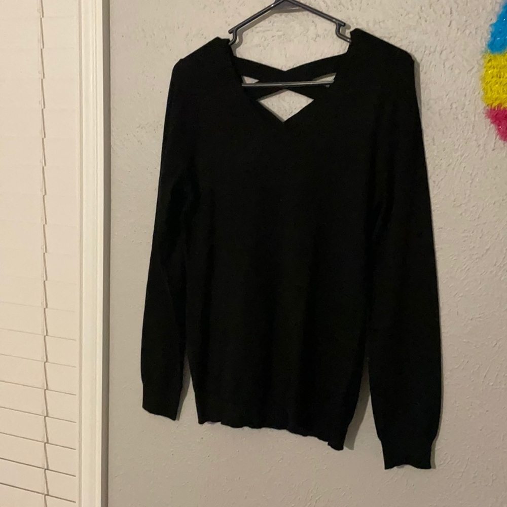 Super cute black sweater crisscross back